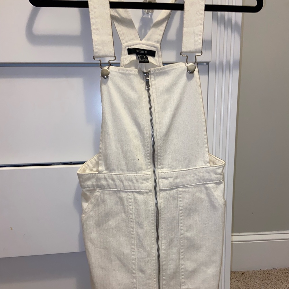 forever 21 white overall skirt